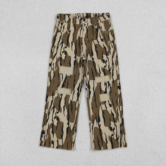 brown camo big hole jeans bell bottoms