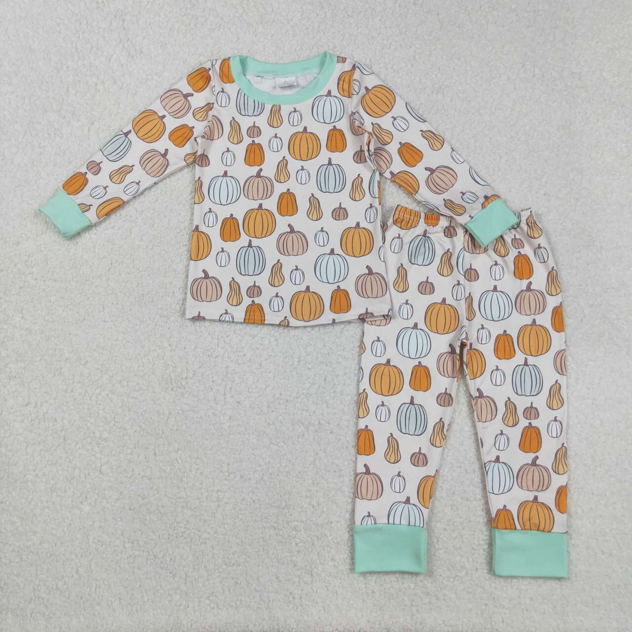 Colorful pumpkins kids boys matching outfit set