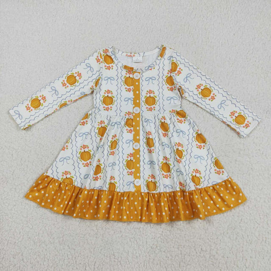 Fall pumpkin toddle girls long sleeve dress