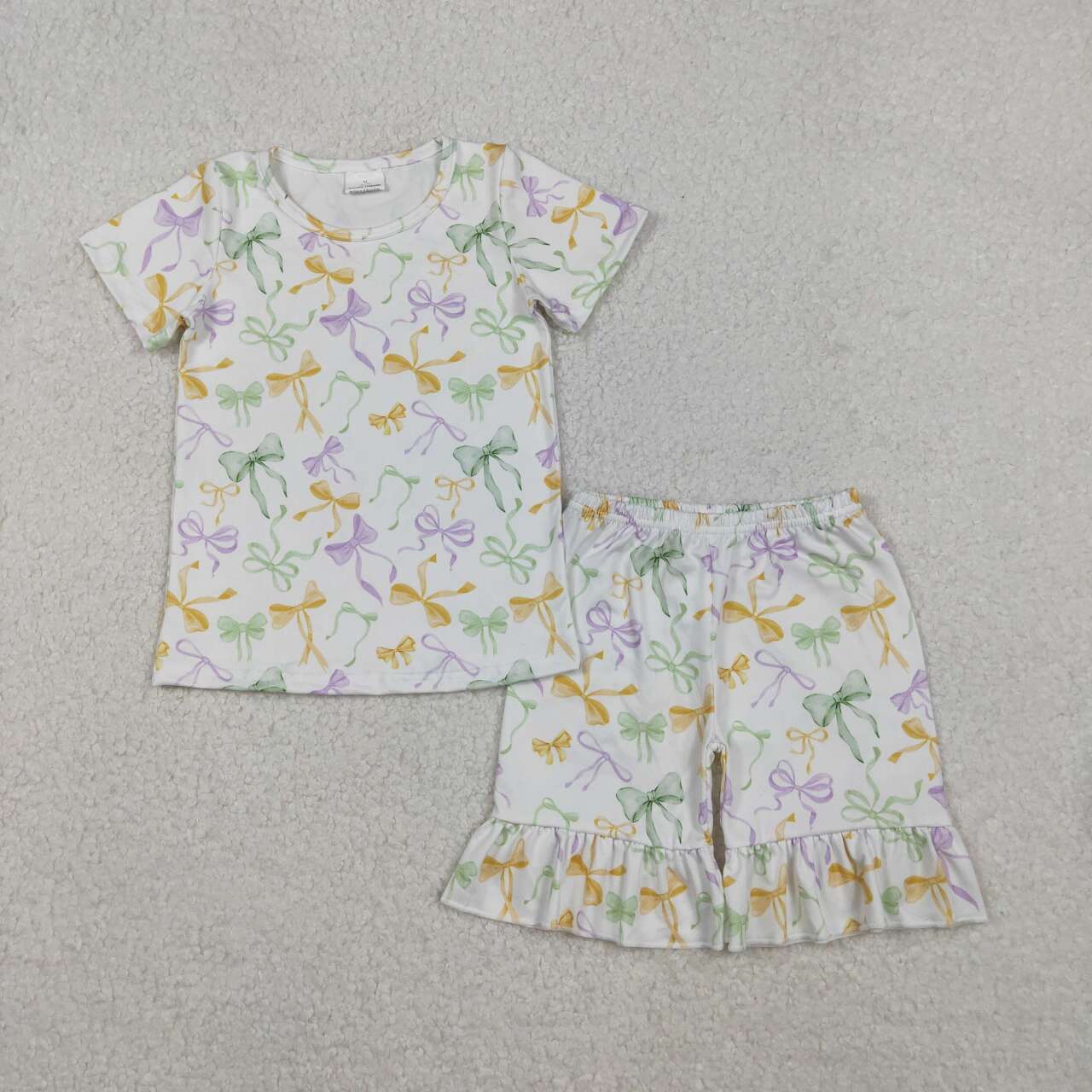 Mardi Gras bow kids girls summer outfit