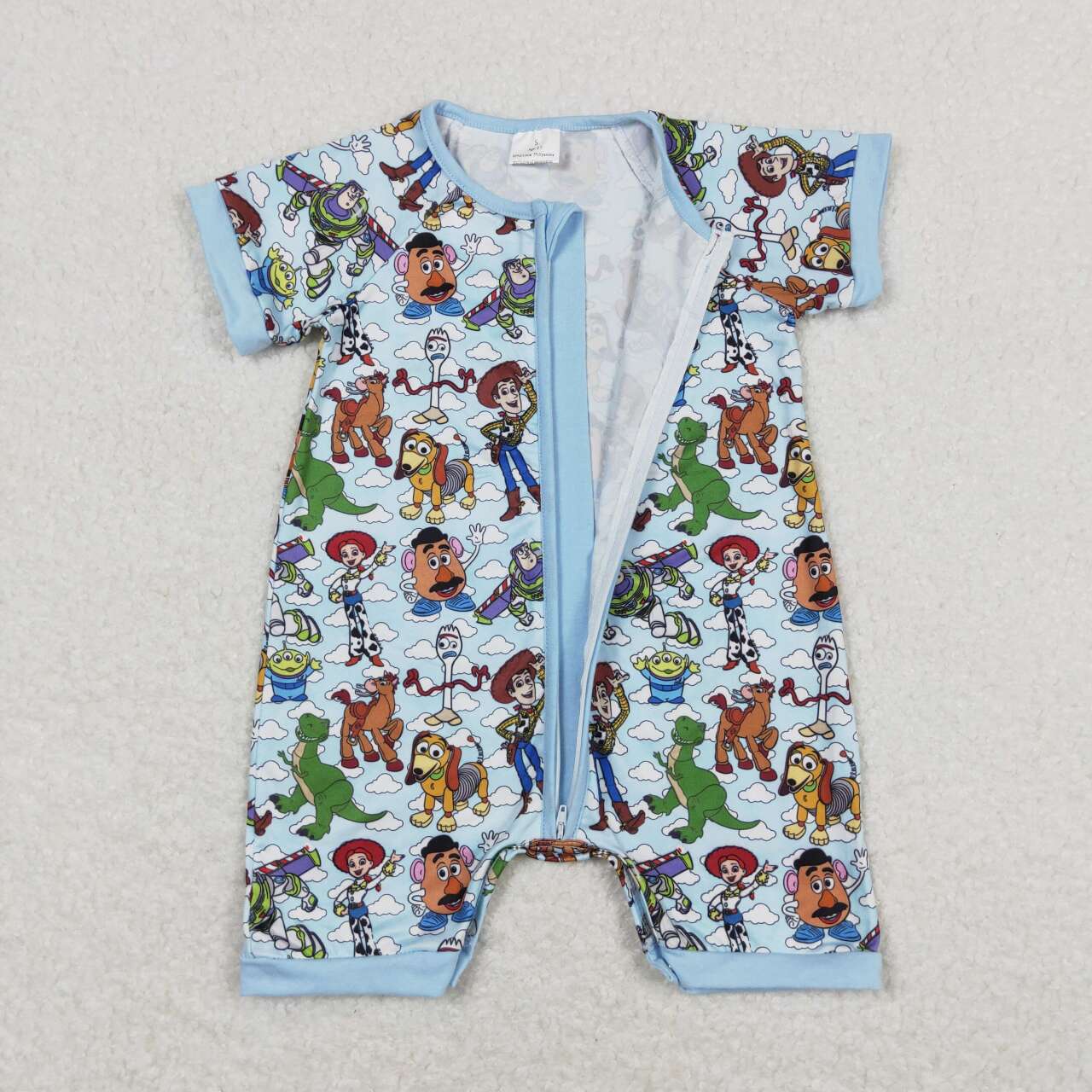 toddle boy story design zip romper