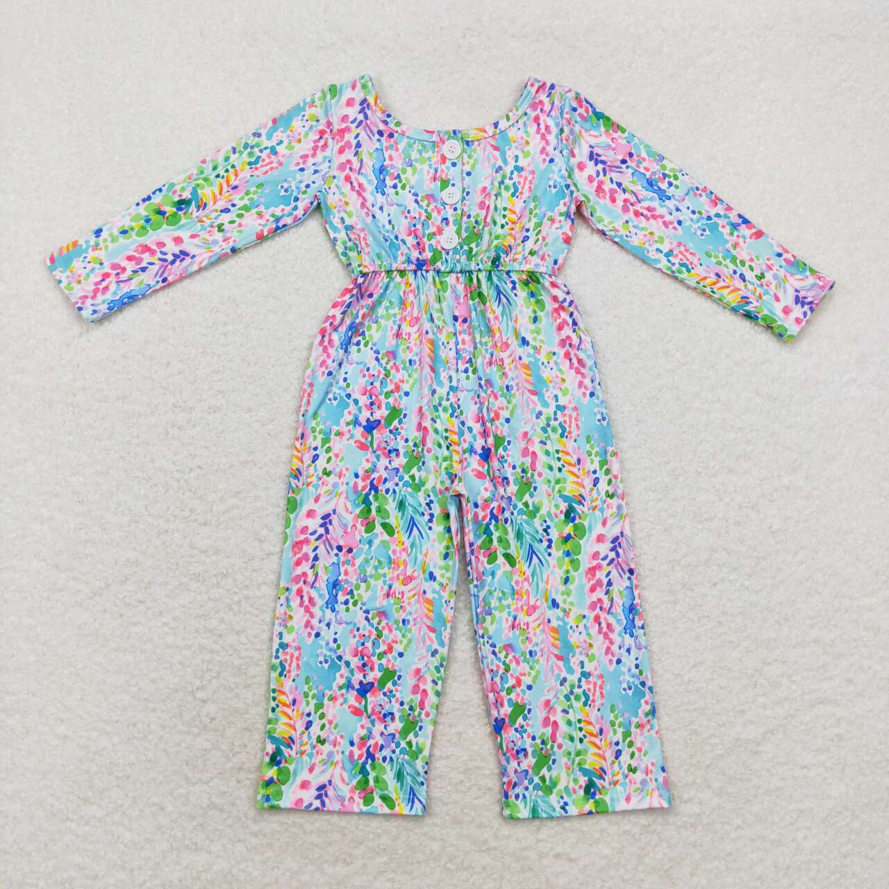 wholesale price  baby girls long sleeve floral jumpsuit