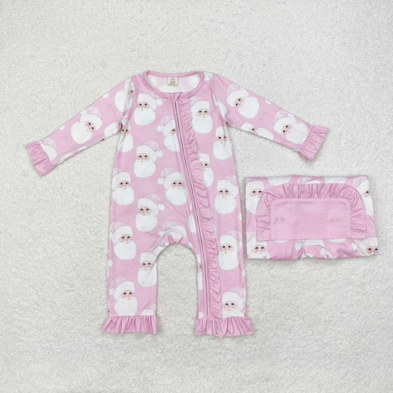 toddle baby girl christmas pink santa claus bamboo zip romper