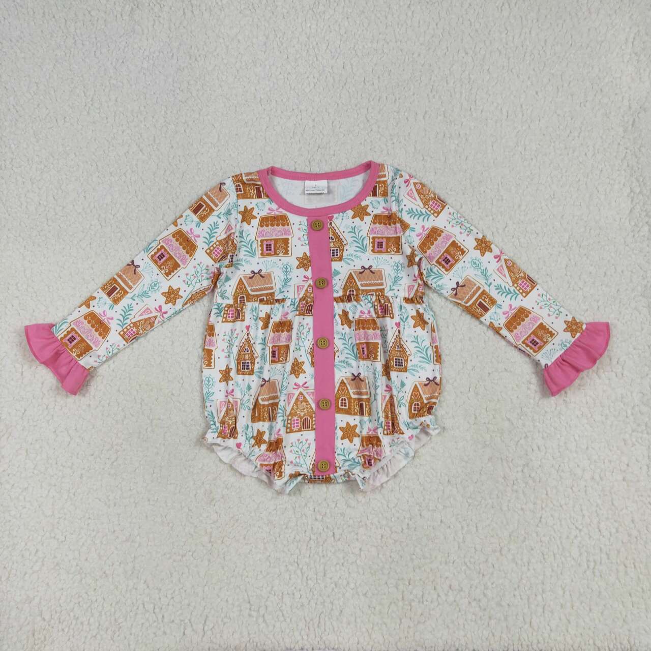 Christmas candy house baby long sleeve romper