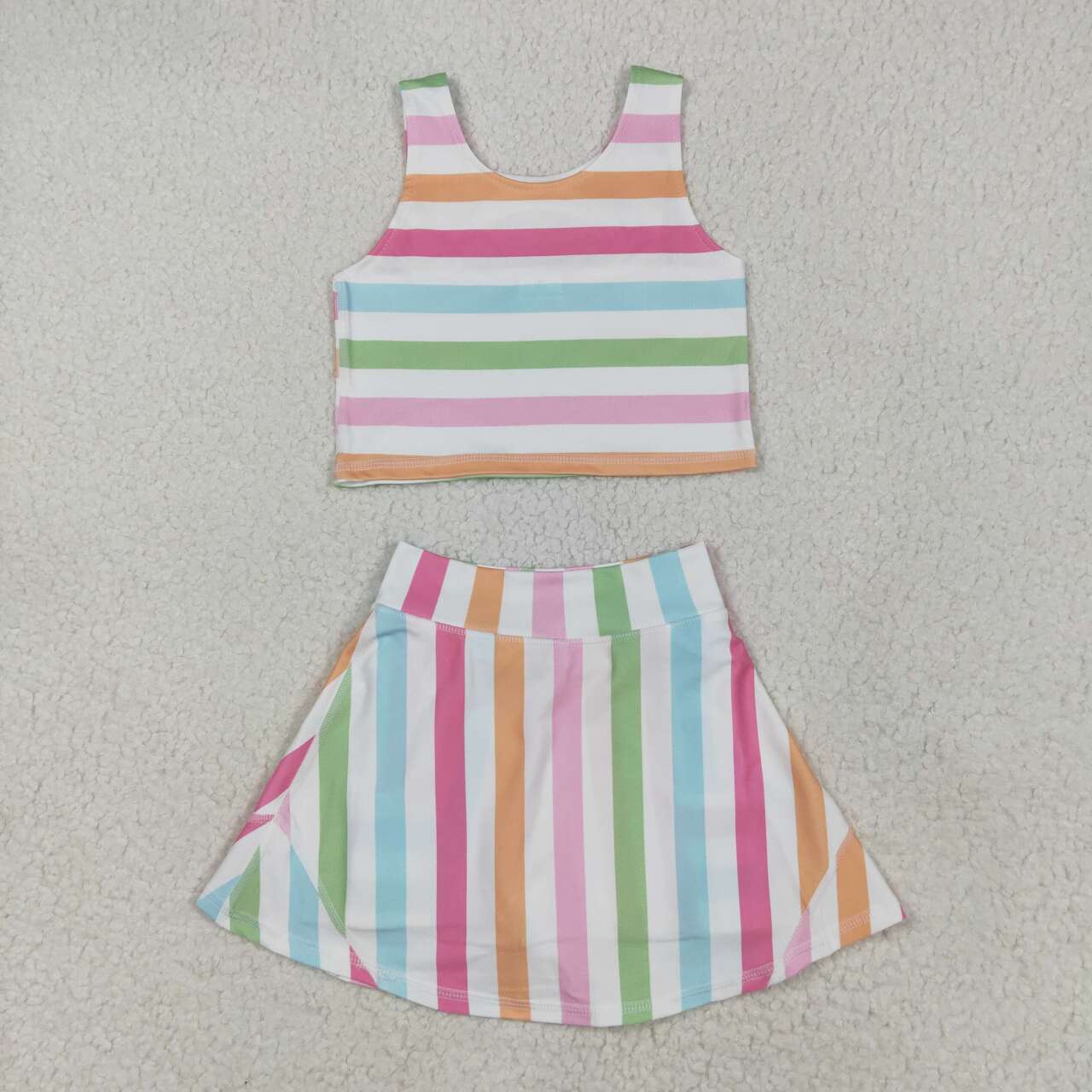 Baby girls colorful stripes floral yoga active wear two pieces outfit