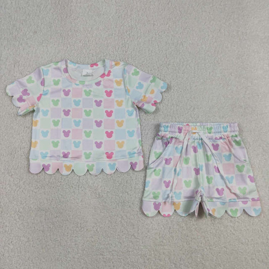 Cartoon design top matching shorts girl summer outfit