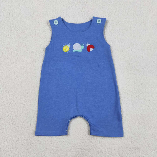 Embroidery Snail design boys summer romper