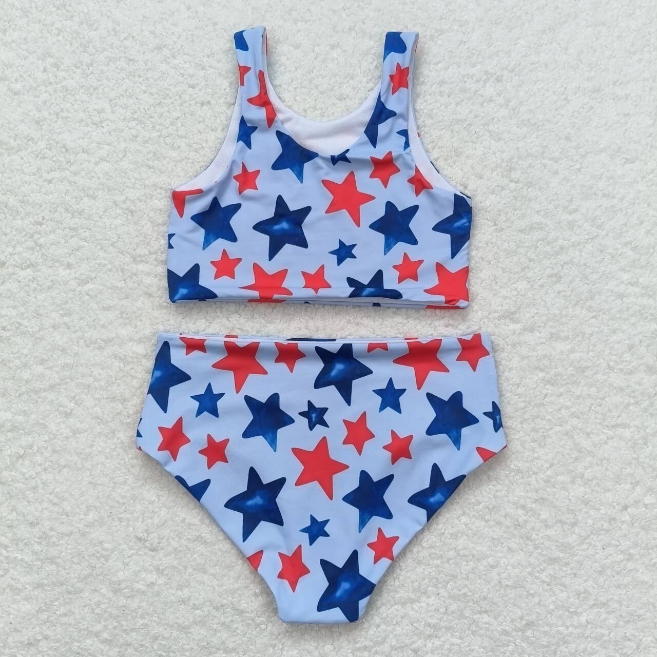 baby girls blue red star july 4th bathing suit