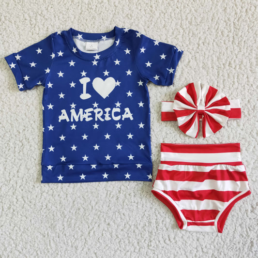 I love america july 4th bummies set with headband