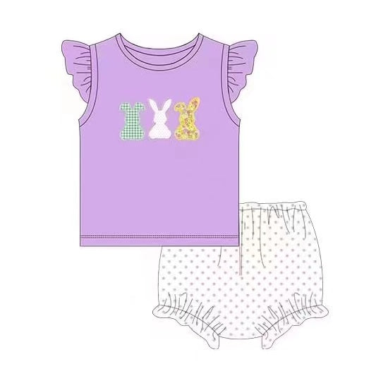 Easter bunny lavender top bummies set preorder