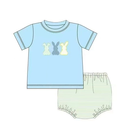 Easter bunny blue top bummies set preorder