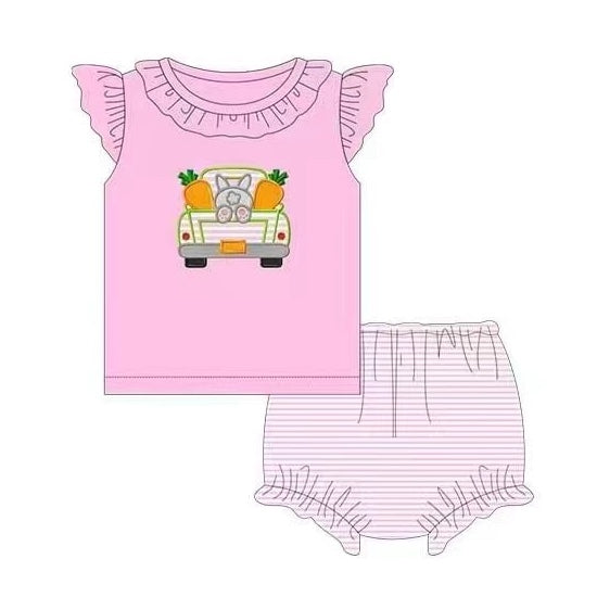 Easter bunny carrot pink top bummies set preorder