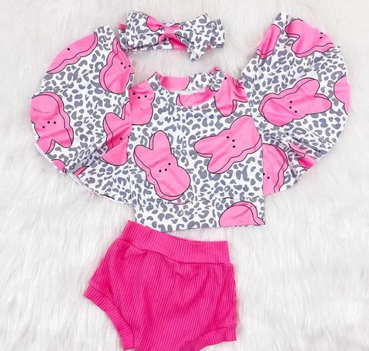 cute easter bunny top pink bummies set preorder