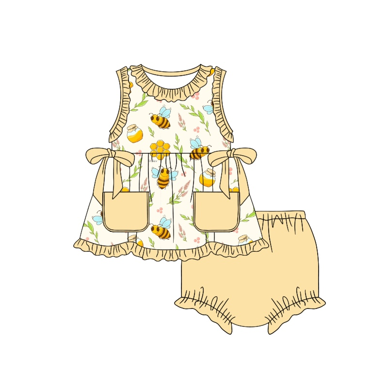 toddle girls floral bee design bummie set preorder
