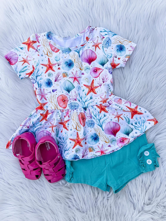 baby girl starfish design summer beach outfit preorder