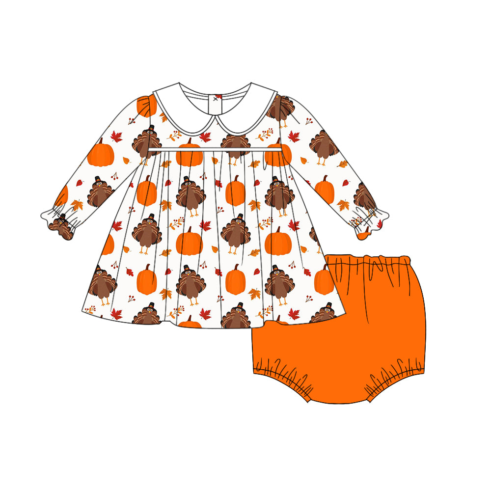 toddle girls thanksgiving turkey pumpkin bummies set preorder