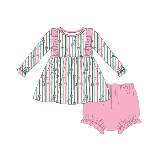 baby girls bow print bummies outfit preorder