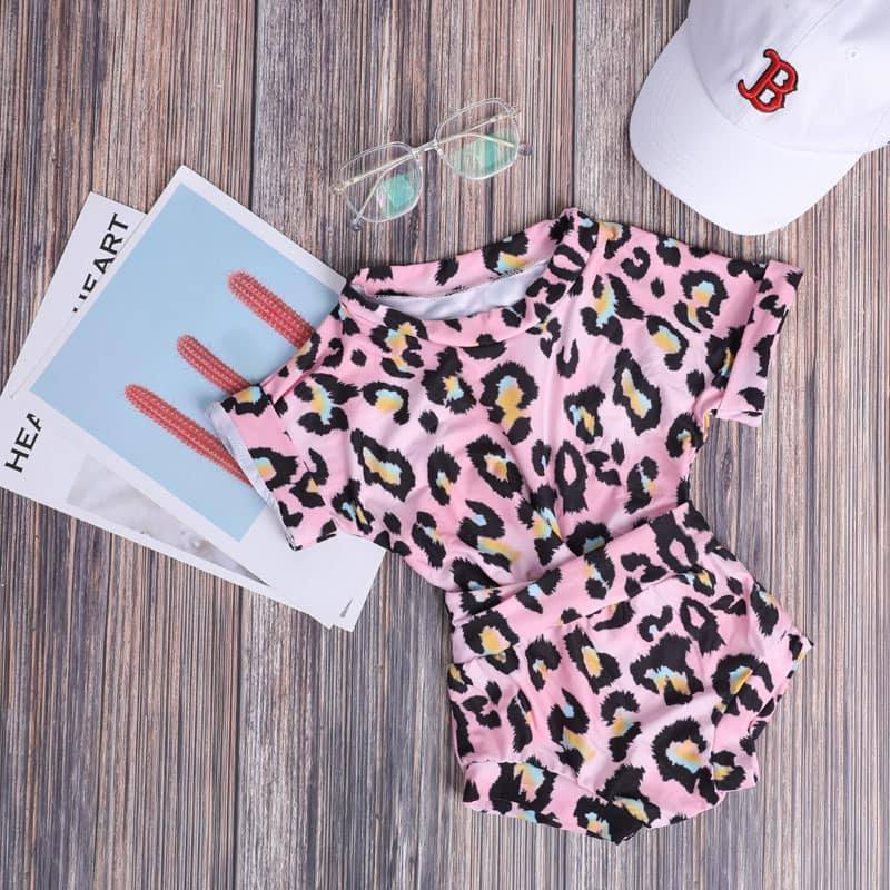 Pink cheetah toddle girls bummies set preorder