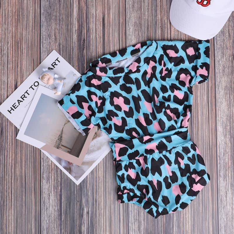 Blue cheetah toddle girls bummies set preorder