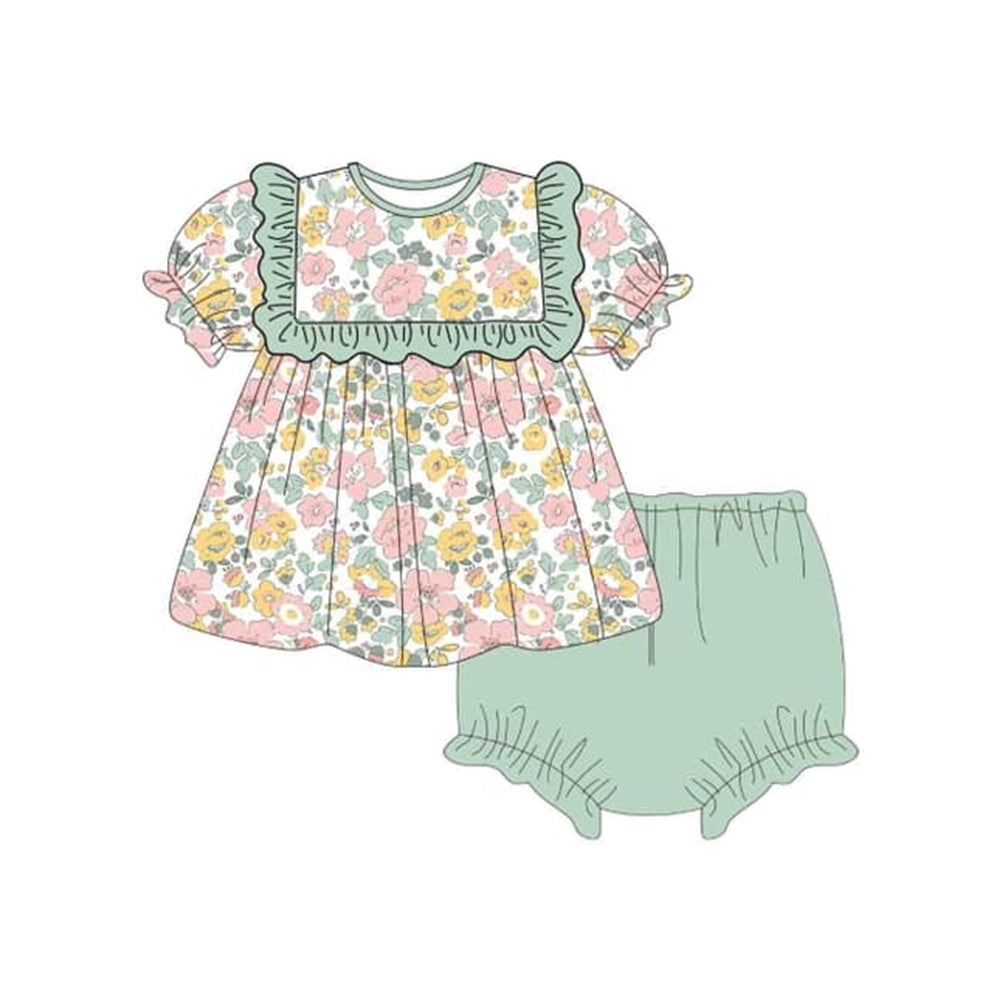 baby girls pink floral print bummies outfit preorder