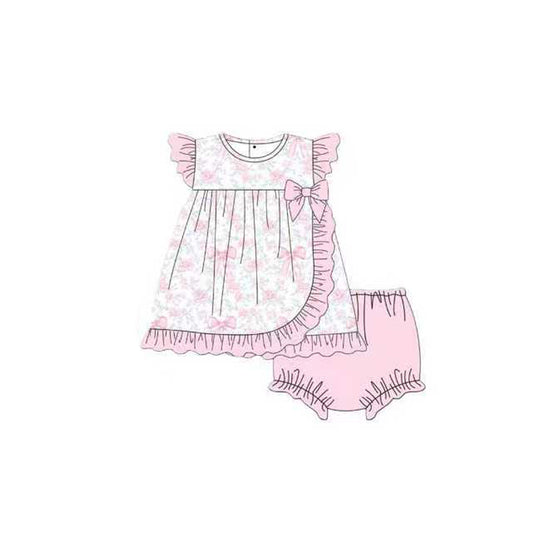 baby girl pink bow floral bummies outfit preorder