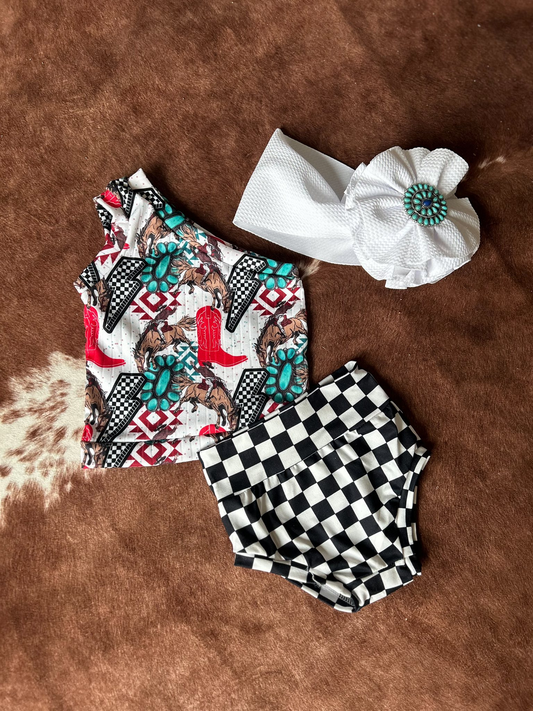 baby girl western boots bummies outfit preorder