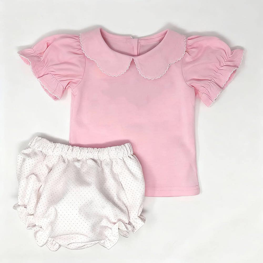 baby girl pink top matching bummies outfit preorder