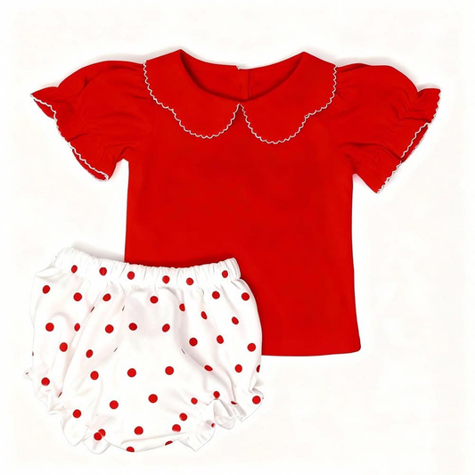 baby girl red top matching bummies outfit preorder