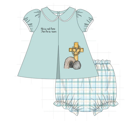 Easter cross baby girls bummies outfit preorder