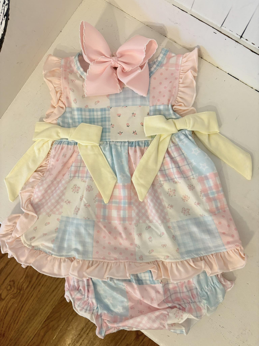 Pink flowers girls summer bummies outfit preorder