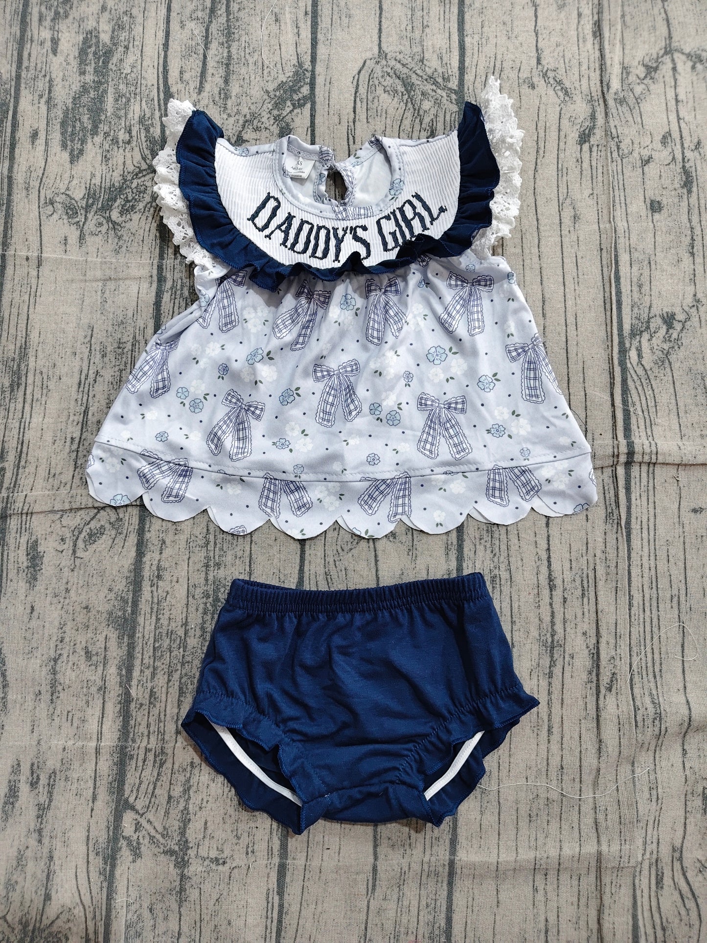 Daddys girl design girls summer smocked bummies outfit preorder