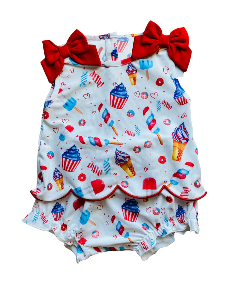 Toddle girls July 4th design bummies outfit preorder