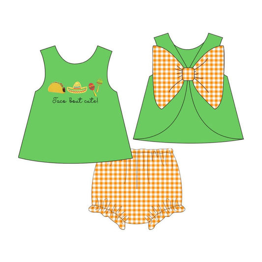 Toddle girls taco design bummies outfit preorder