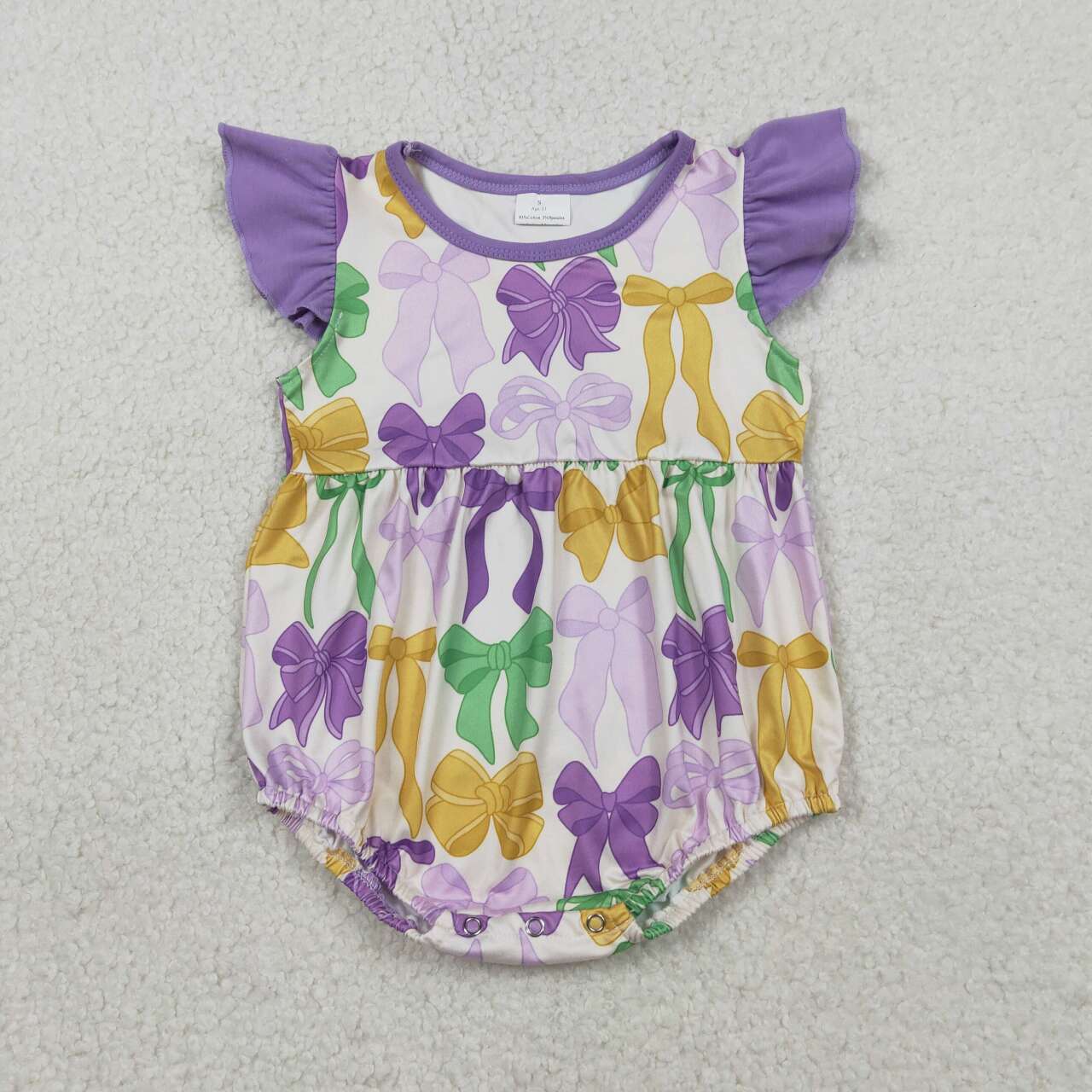 Mardi Gras bow print toddle baby girl  romper