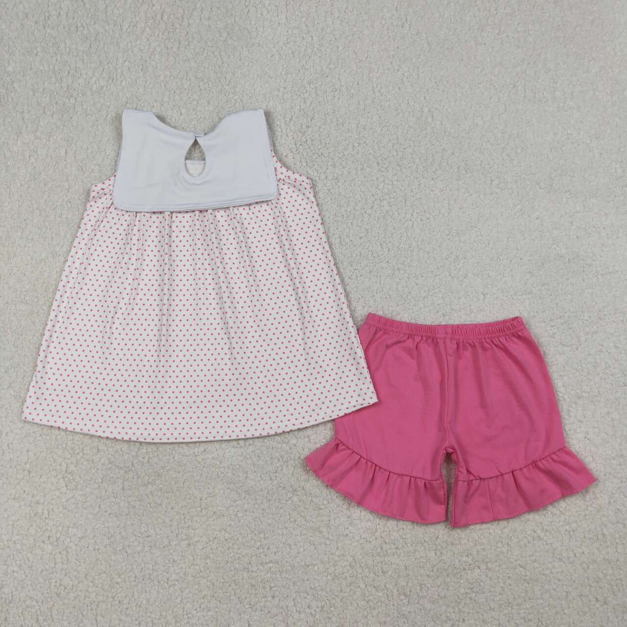 Easter cross embroidery top matching shorts girls summer outfit