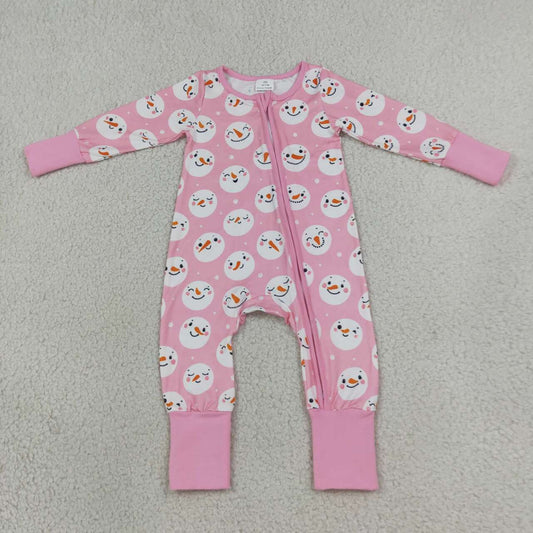 Toddle baby girl long sleeve christmas snowman romper