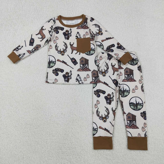 Deer duck hunting season design kids boy matching pajama set