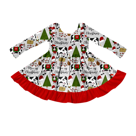 Pre-order farm cow Christmas long sleeve dress