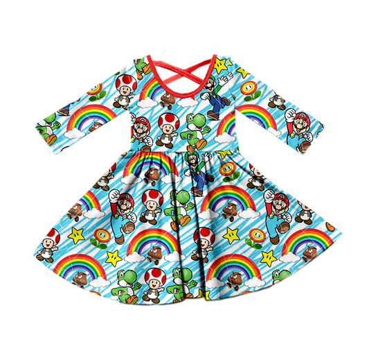 Children girls long sleeve cartoon dress preorder