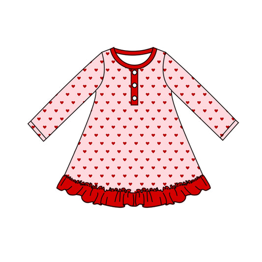 Baby girls long sleeve Heart print Valentines day dress preorder