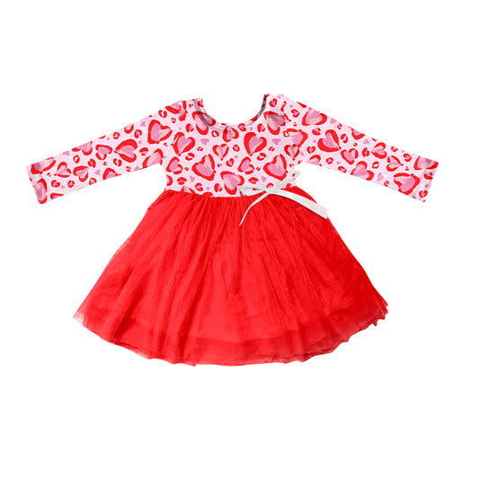 children girls long sleeve heart valentines day tulle dress preorder