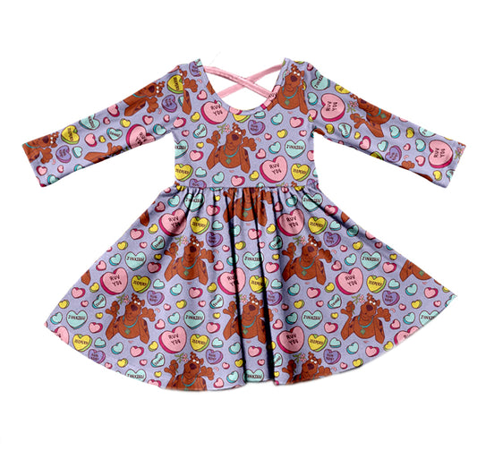 baby girls brown dog cartoon dress preorder