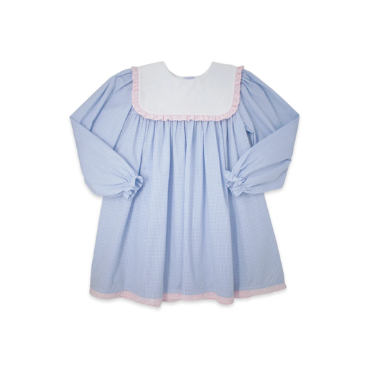 toddle baby girls blue gingham bib dress preorder