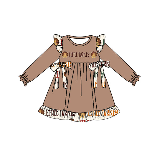 thanksgiving litter turkey long sleeve dress preorder