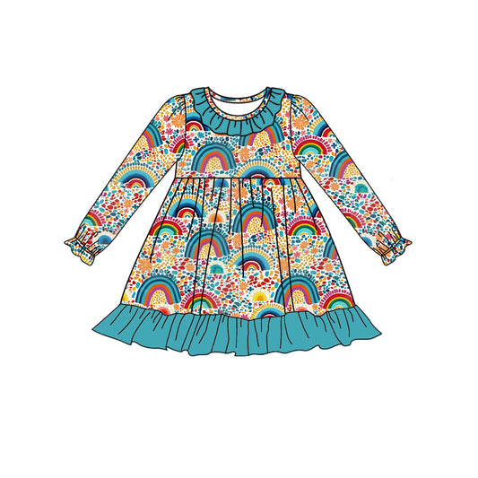 baby girls long sleeve rainbow print dress preorder