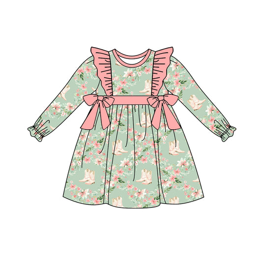 infant baby girls western boots floral boutique dress preorder