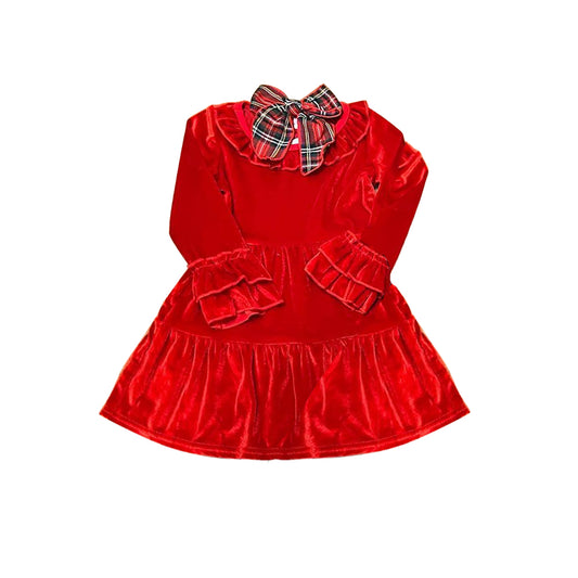 infant baby kids Christmas red velvet winter dress preorder