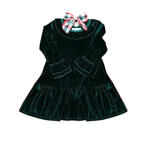 infant baby kids Christmas green velvet winter dress preorder