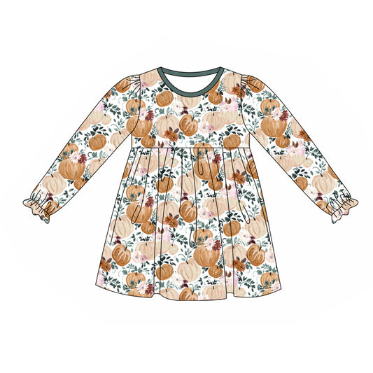 baby girl  fall pumpkin long sleeve boutique dress preorder