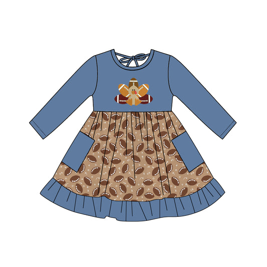 toddle girls thanksgiving turkey football dress preorder